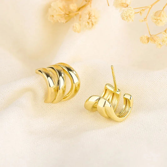 Gold and Silver Metal Hoop Earrings