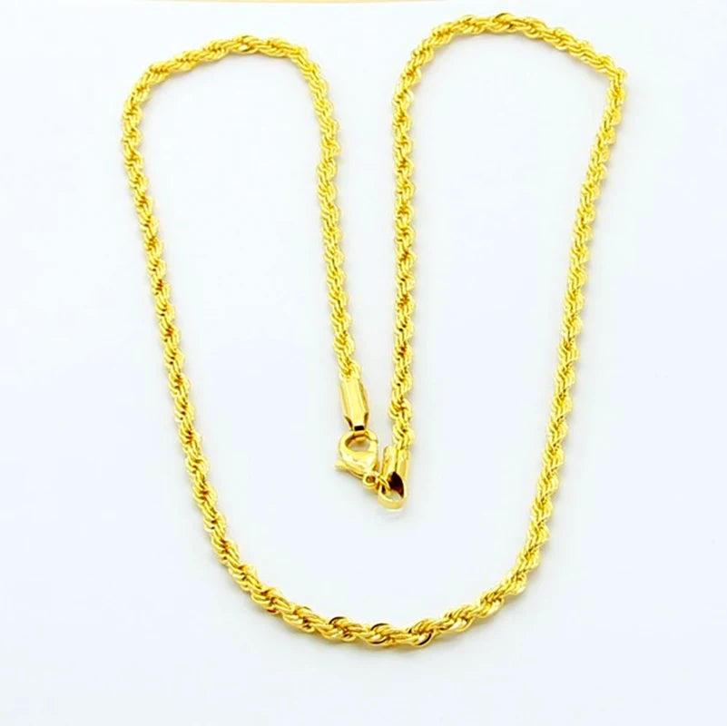 Twisted Rope Electroplated Gold Necklace