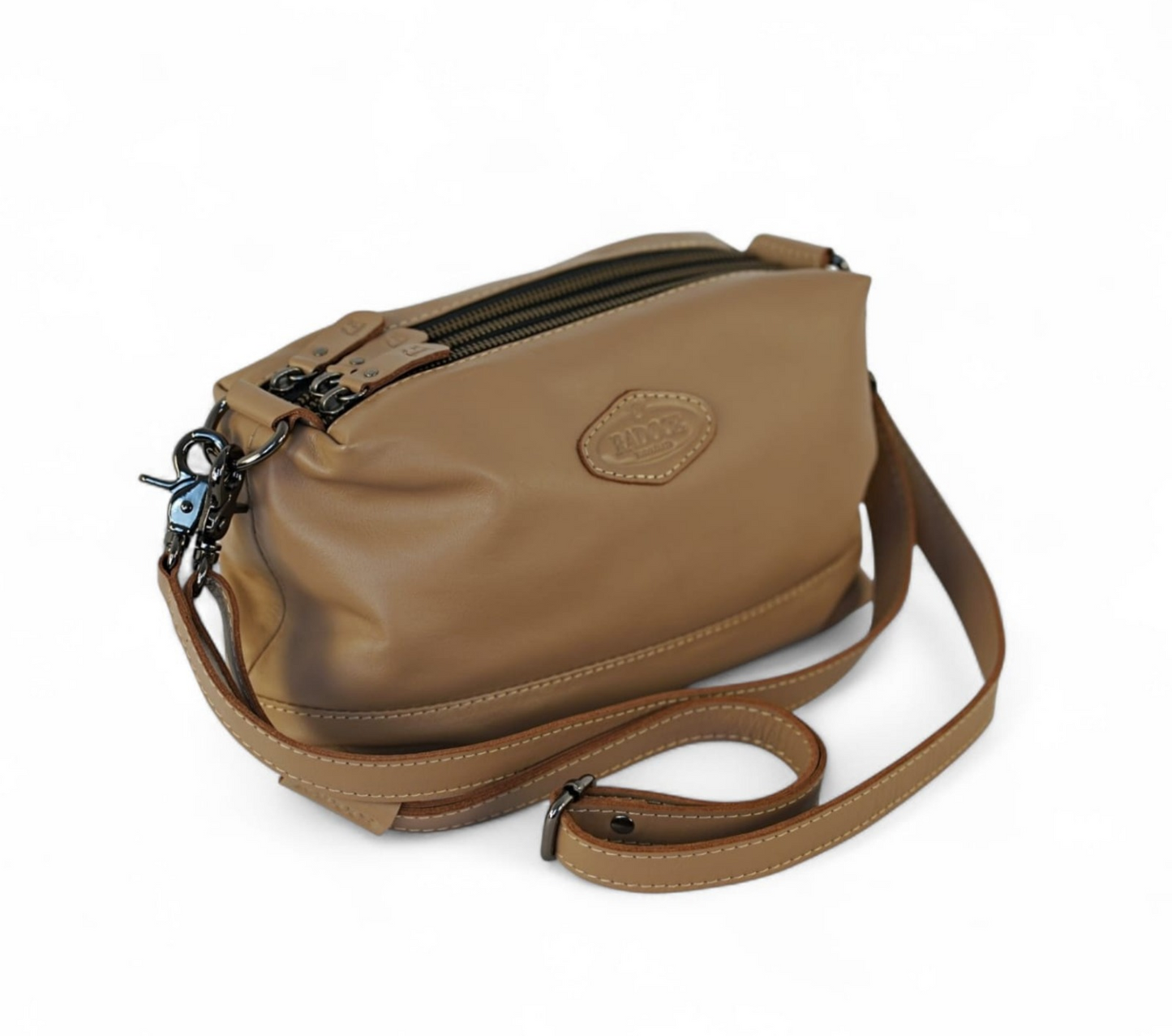 Manis Triple-Zip European Leather Crossbody