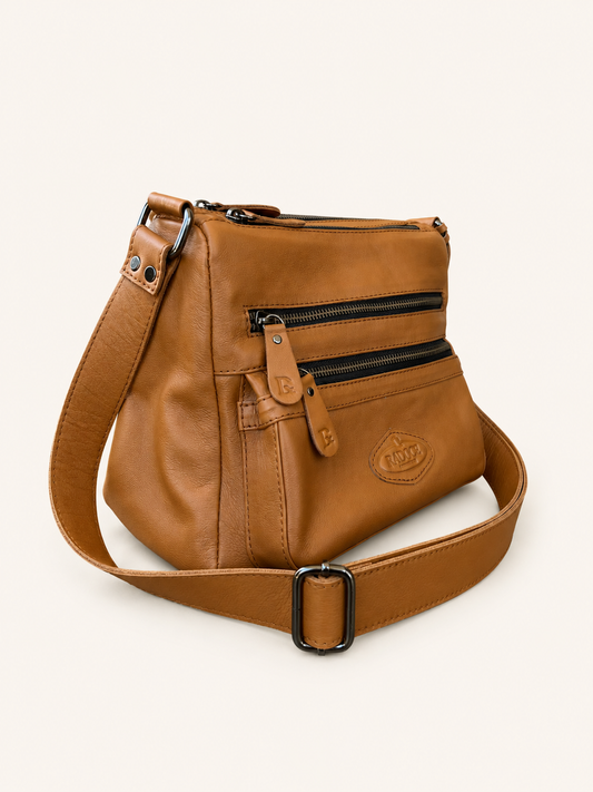 Adelia Multi-Zip Leather Crossbody Bag