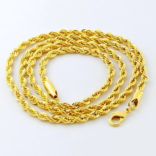 Twisted Rope Electroplated Gold Necklace