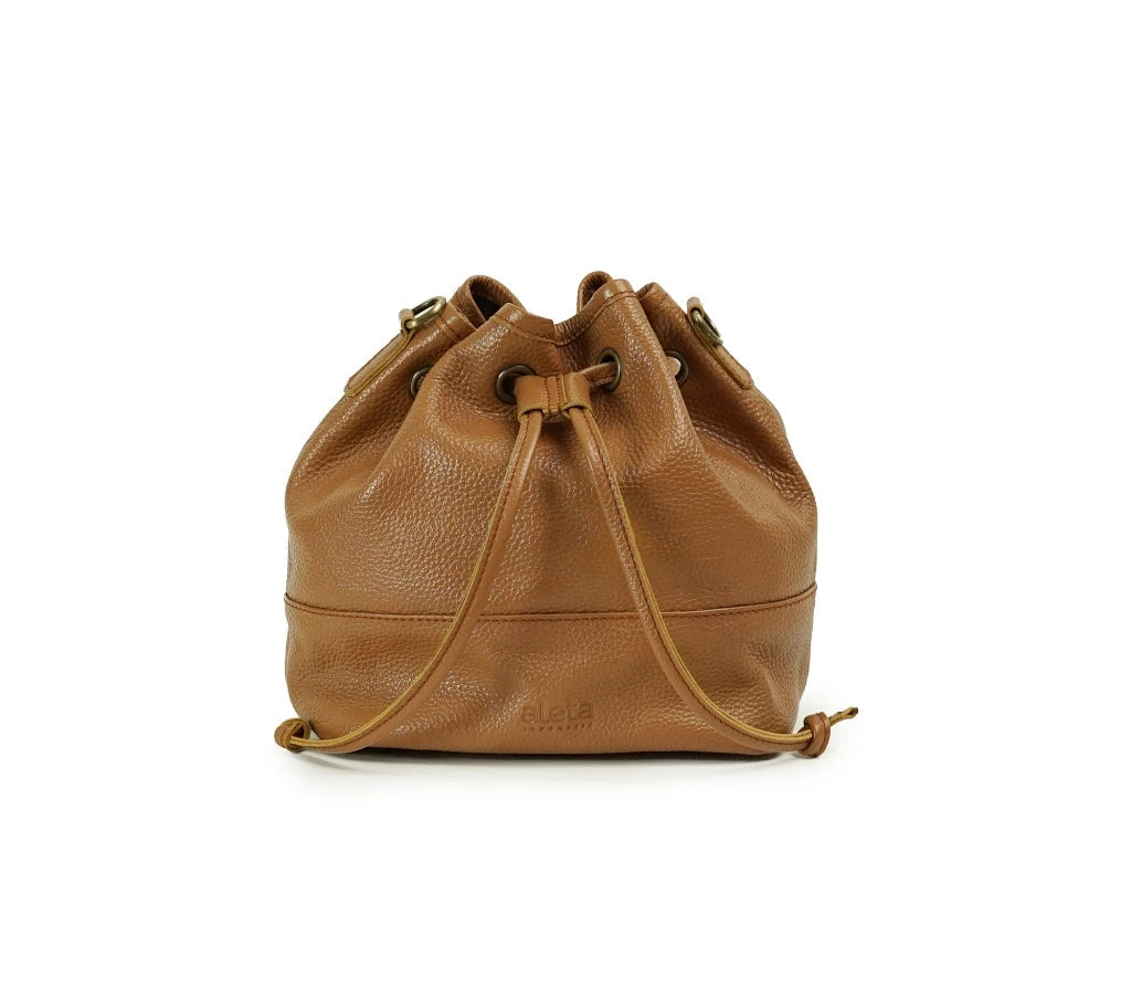 Kamila Drawstring Leather Bucket Bag