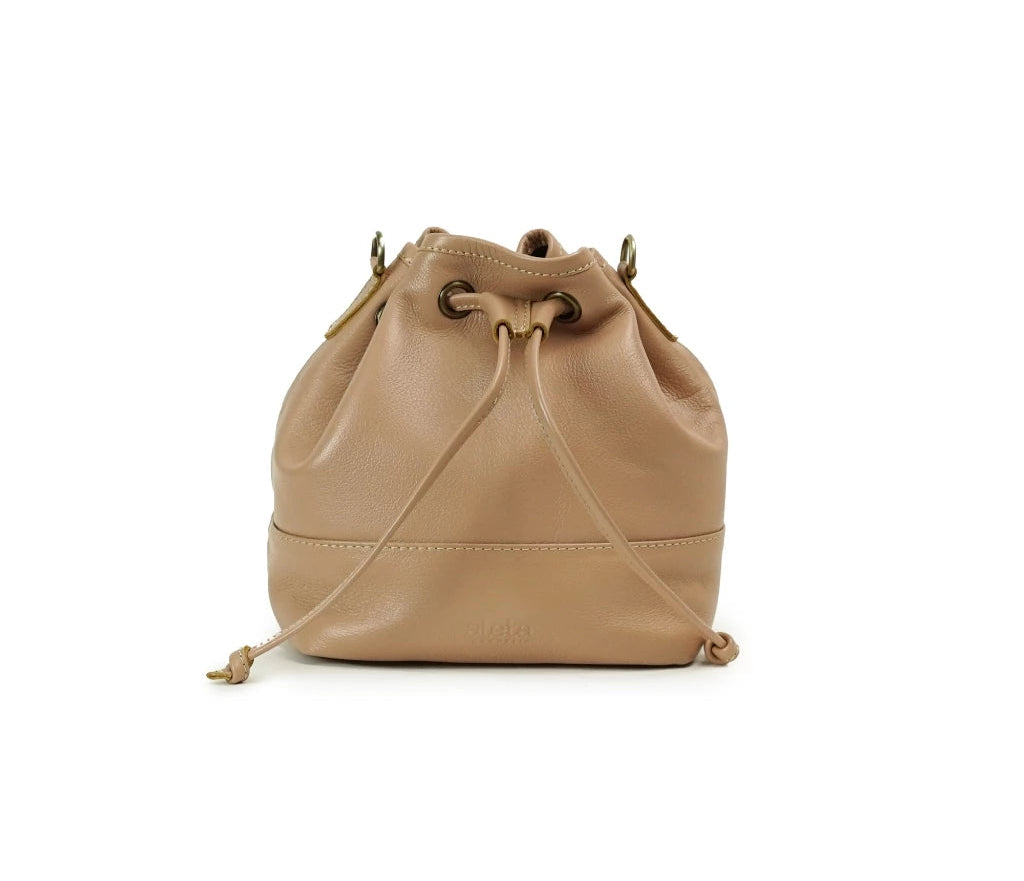 Kamila Drawstring Leather Bucket Bag
