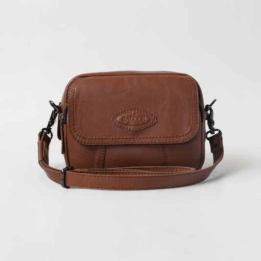 Mia European Leather Dual-Compartment Crossbody