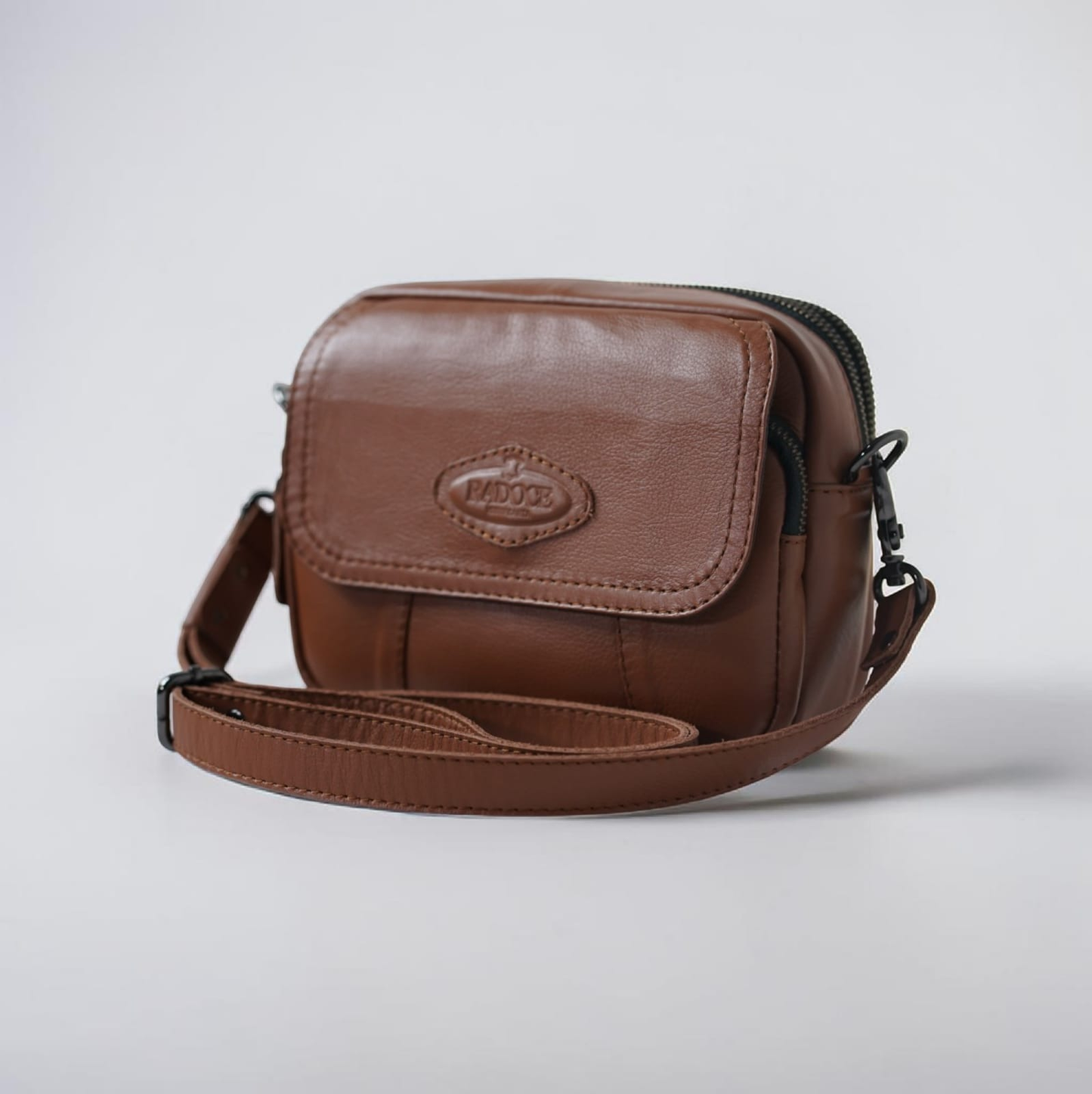 Mia European Leather Dual-Compartment Crossbody