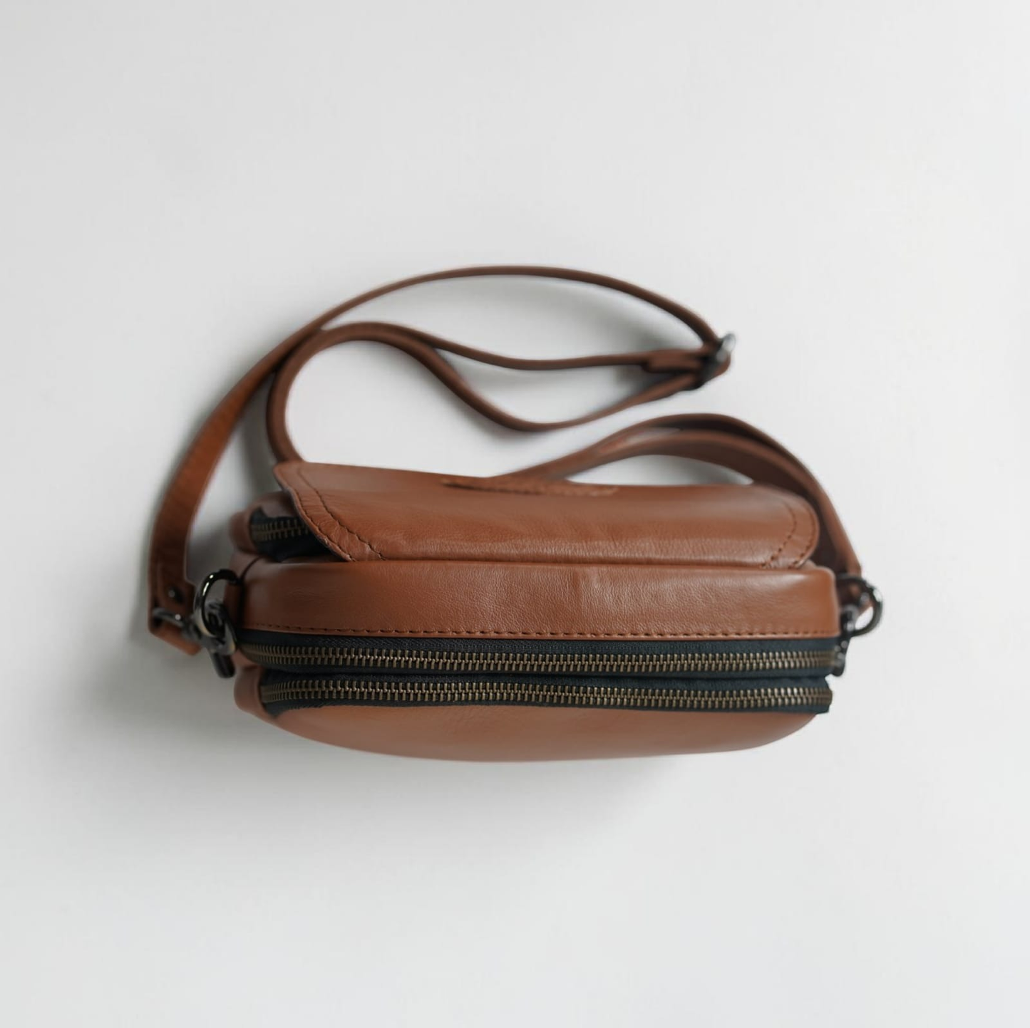 Mia European Leather Dual-Compartment Crossbody