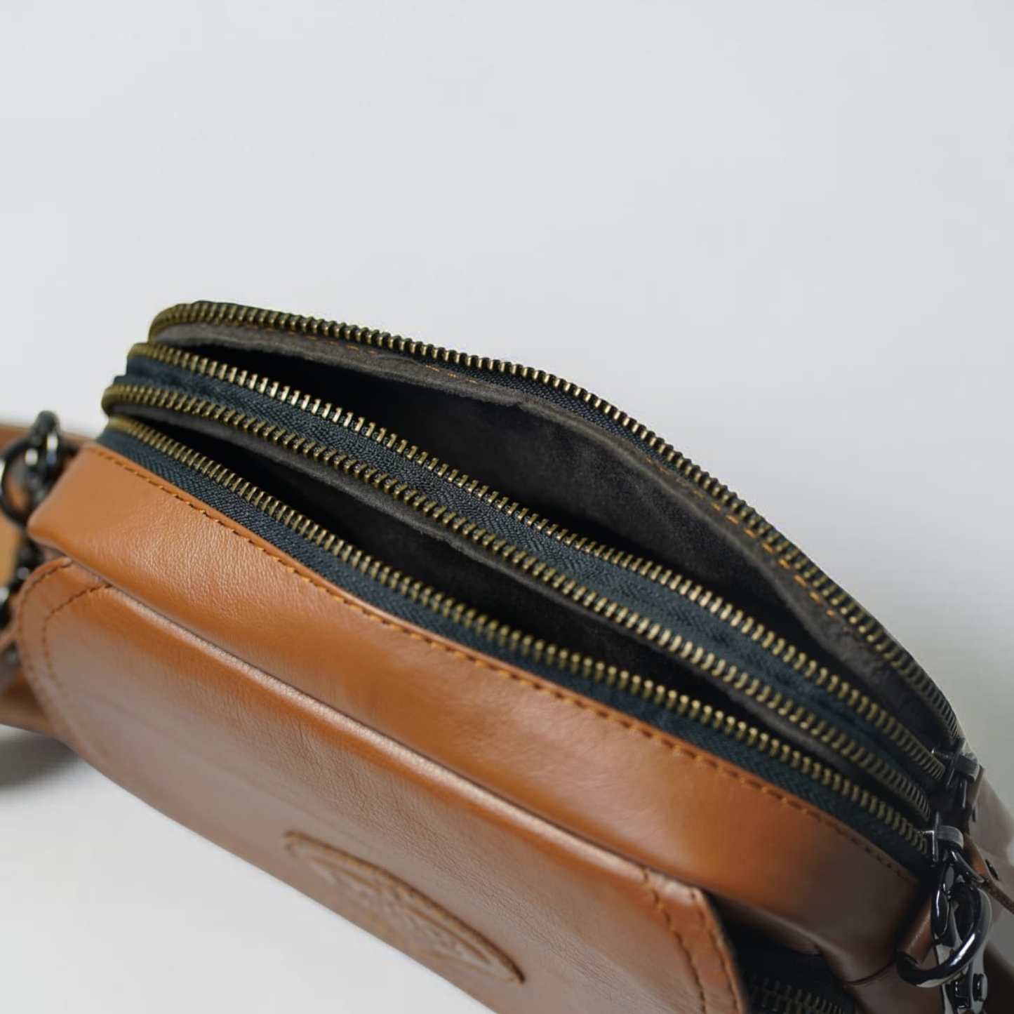 Mia European Leather Dual-Compartment Crossbody