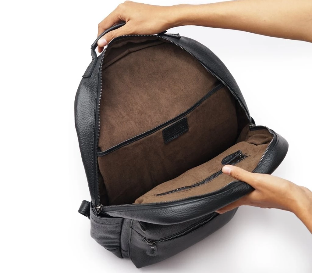 Nafis Pebbled Leather Backpack