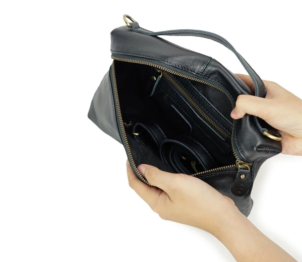 Moony Leather Clutch & Crossbody