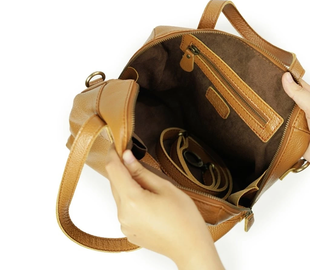 Milea Leather Boston Bag
