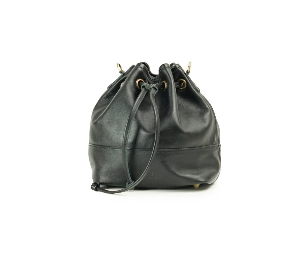 Kamila Drawstring Leather Bucket Bag