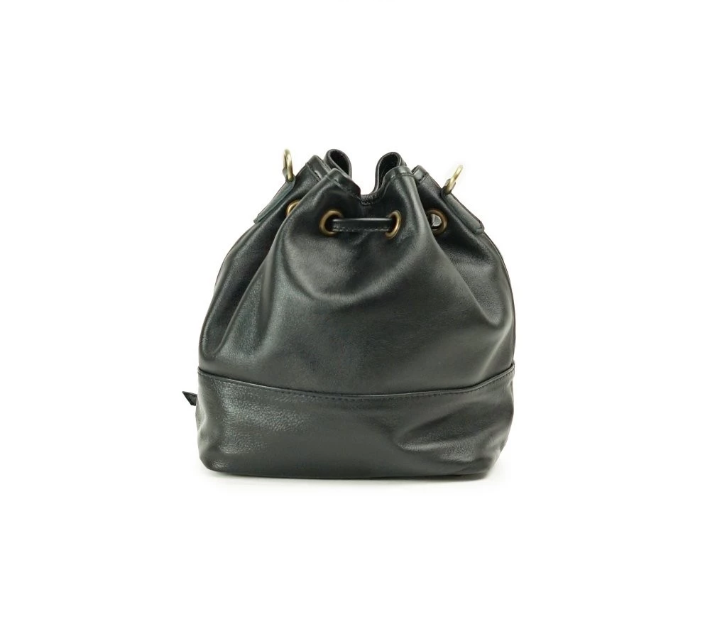 Kamila Drawstring Leather Bucket Bag