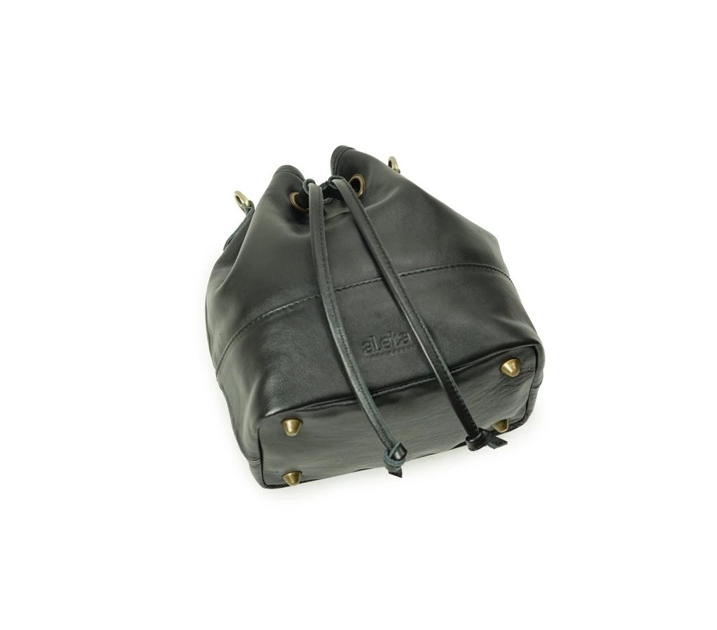 Kamila Drawstring Leather Bucket Bag