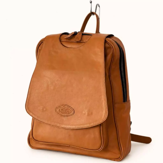 Sasuka Flap-Top Leather Laptop Backpack