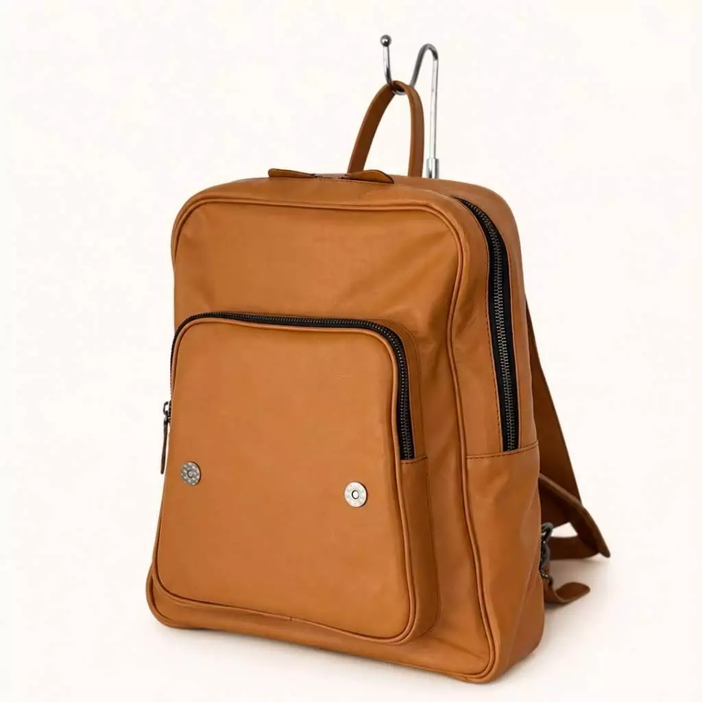 Sasuka Flap-Top Leather Laptop Backpack