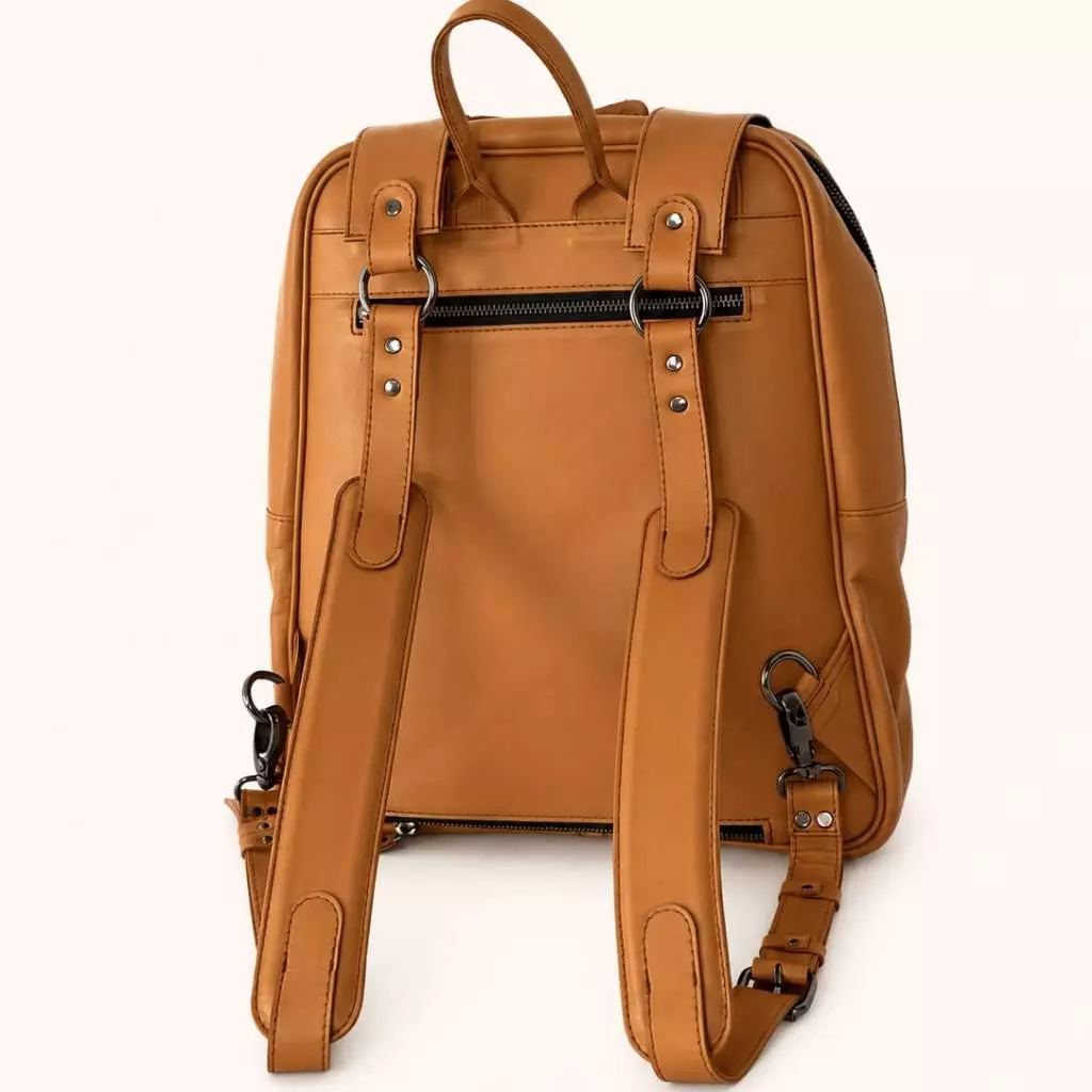 Sasuka Flap-Top Leather Laptop Backpack