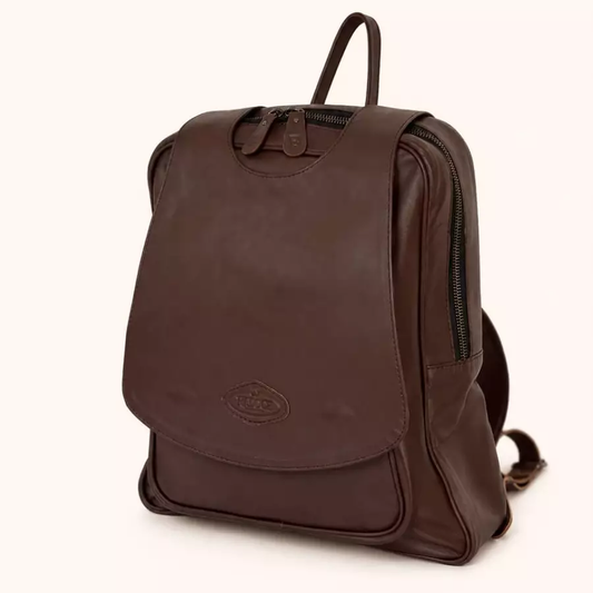 Sasuka Flap-Top Leather Laptop Backpack