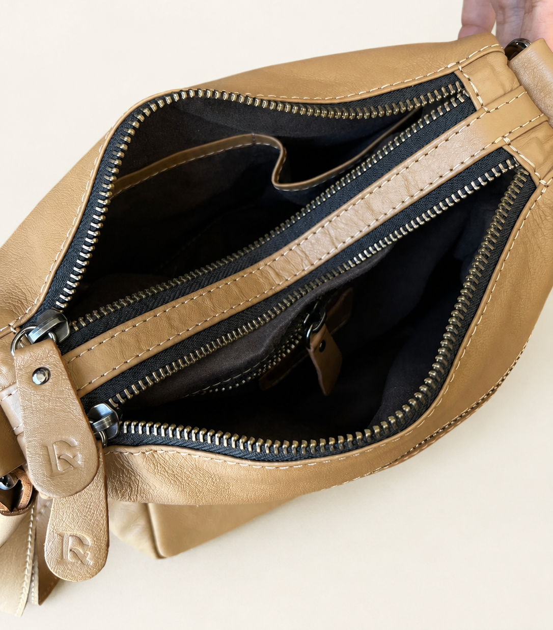 Adelia Multi-Zip Leather Crossbody Bag