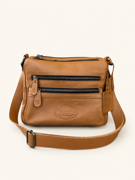 Adelia Multi-Zip Leather Crossbody Bag
