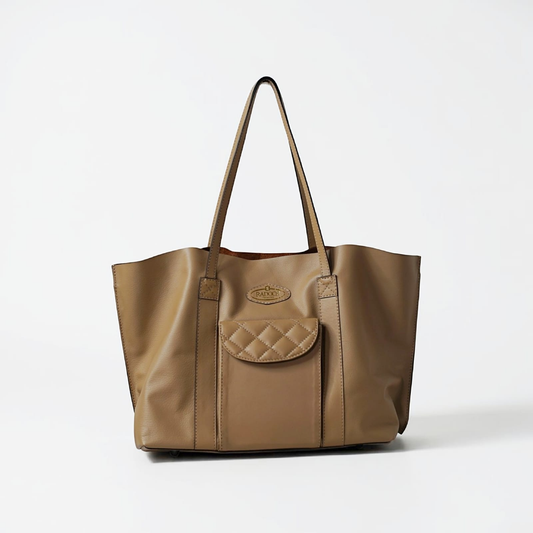 Katsumi European Leather Quilted-Pocket Carryall Tote