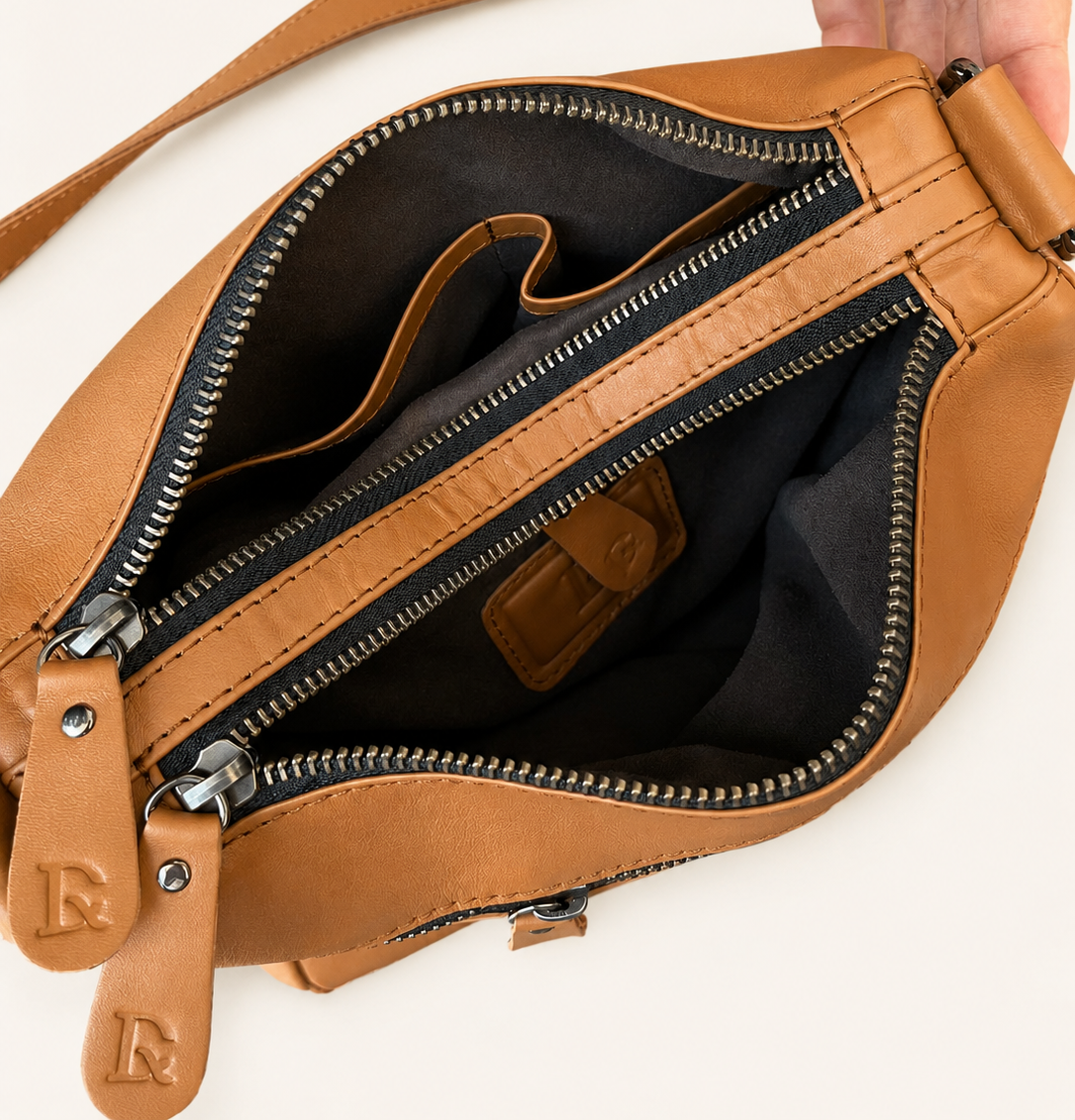 Adelia Multi-Zip Leather Crossbody Bag